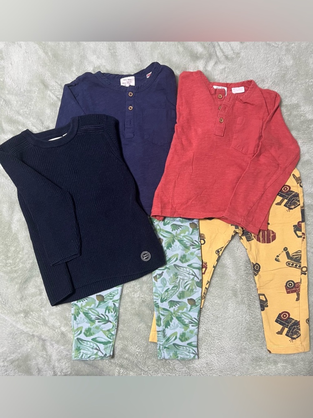 Zara Baby 5PC Outfit Bundle 18-24M Knit Sweater Cotton Sets - Pristine